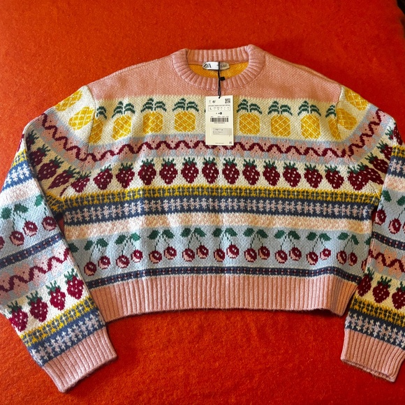 Zara fruit jacquard sweater NWT - Picture 3 of 12